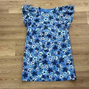Loft Blue Floral Flutter Sleeve Dress Size Small